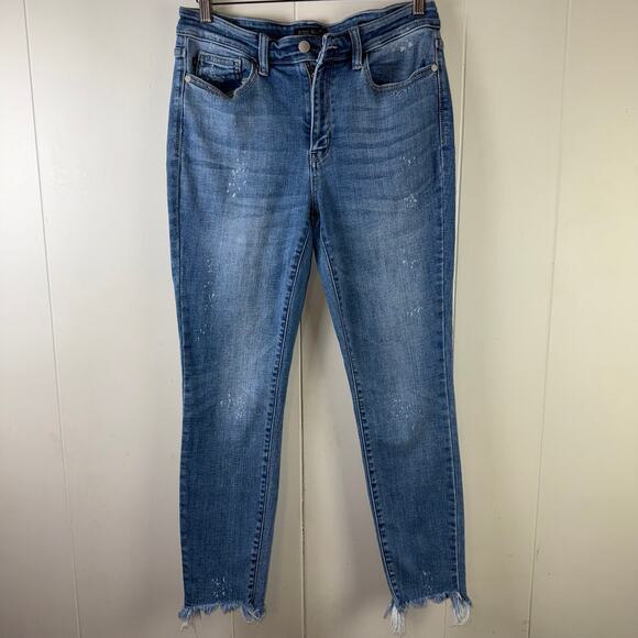 Judy Blue‎ raw hem skinny jeans whiskering fading - Picture 1 of 7